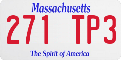 MA license plate 271TP3