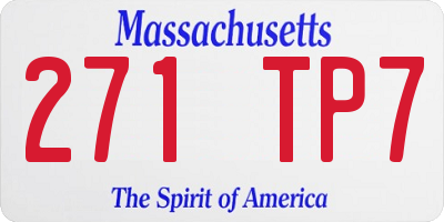 MA license plate 271TP7
