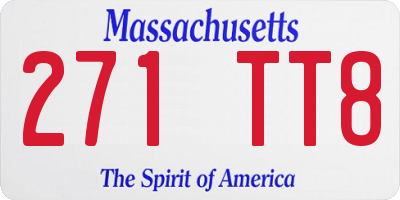 MA license plate 271TT8