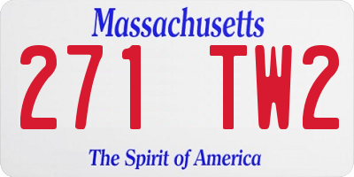 MA license plate 271TW2