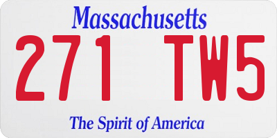 MA license plate 271TW5