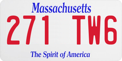 MA license plate 271TW6