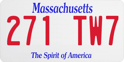 MA license plate 271TW7