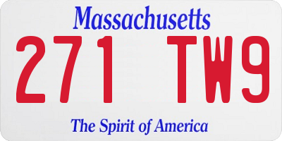 MA license plate 271TW9