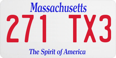 MA license plate 271TX3