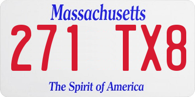 MA license plate 271TX8