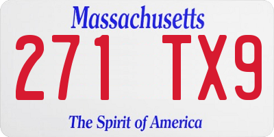 MA license plate 271TX9
