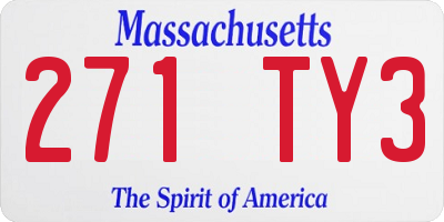 MA license plate 271TY3
