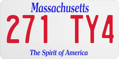 MA license plate 271TY4