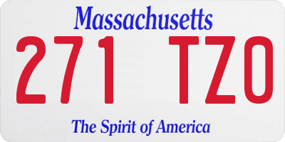 MA license plate 271TZ0