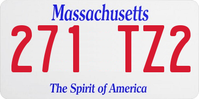 MA license plate 271TZ2