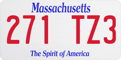 MA license plate 271TZ3