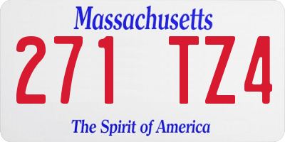 MA license plate 271TZ4