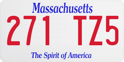 MA license plate 271TZ5