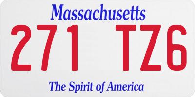 MA license plate 271TZ6