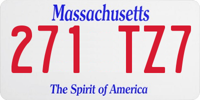 MA license plate 271TZ7