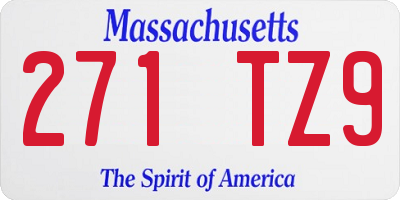MA license plate 271TZ9