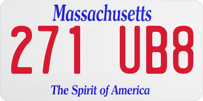 MA license plate 271UB8