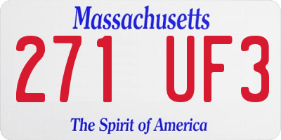 MA license plate 271UF3