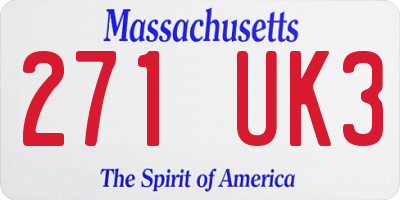 MA license plate 271UK3