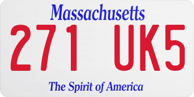 MA license plate 271UK5