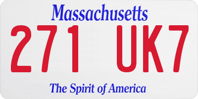 MA license plate 271UK7
