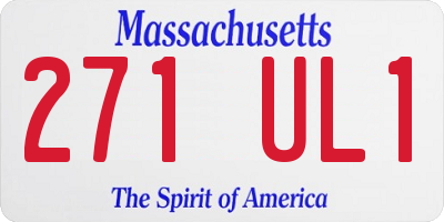 MA license plate 271UL1