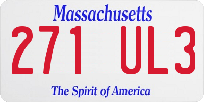 MA license plate 271UL3