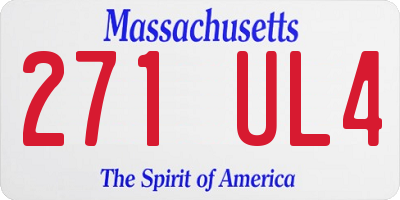 MA license plate 271UL4