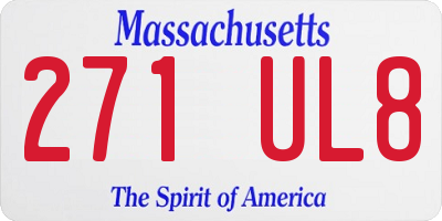 MA license plate 271UL8