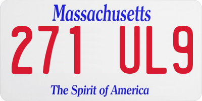 MA license plate 271UL9