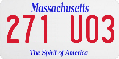 MA license plate 271UO3