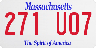 MA license plate 271UO7