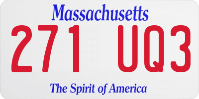 MA license plate 271UQ3