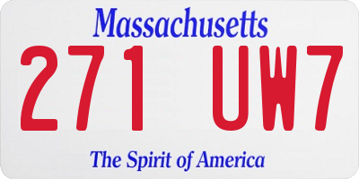 MA license plate 271UW7