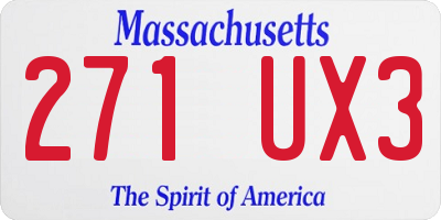 MA license plate 271UX3