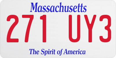 MA license plate 271UY3