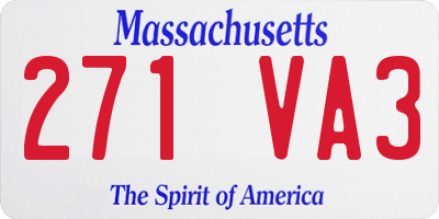 MA license plate 271VA3