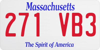MA license plate 271VB3