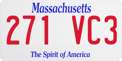 MA license plate 271VC3