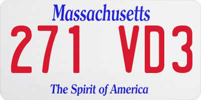 MA license plate 271VD3