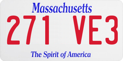MA license plate 271VE3
