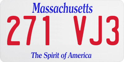 MA license plate 271VJ3