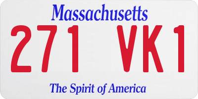 MA license plate 271VK1