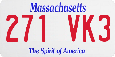 MA license plate 271VK3