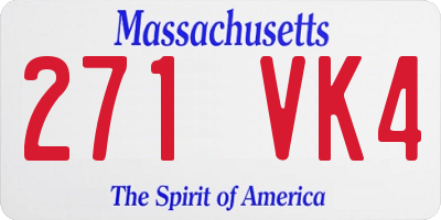 MA license plate 271VK4