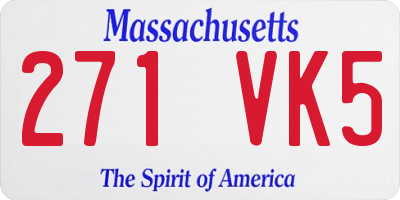 MA license plate 271VK5