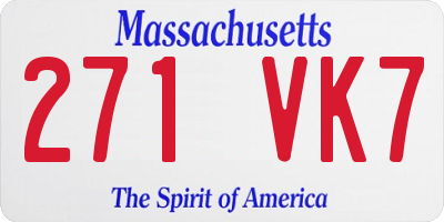 MA license plate 271VK7