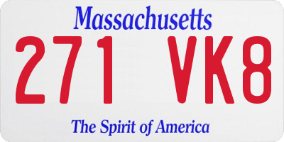 MA license plate 271VK8