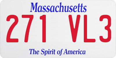 MA license plate 271VL3